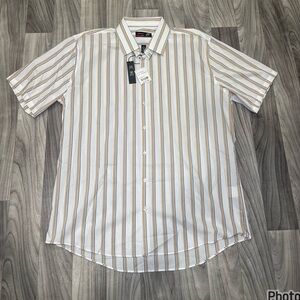SIZE XL MENS J.FERRAR NWT SLIM STRETCH SHORT SLEEVE BUTTON UP